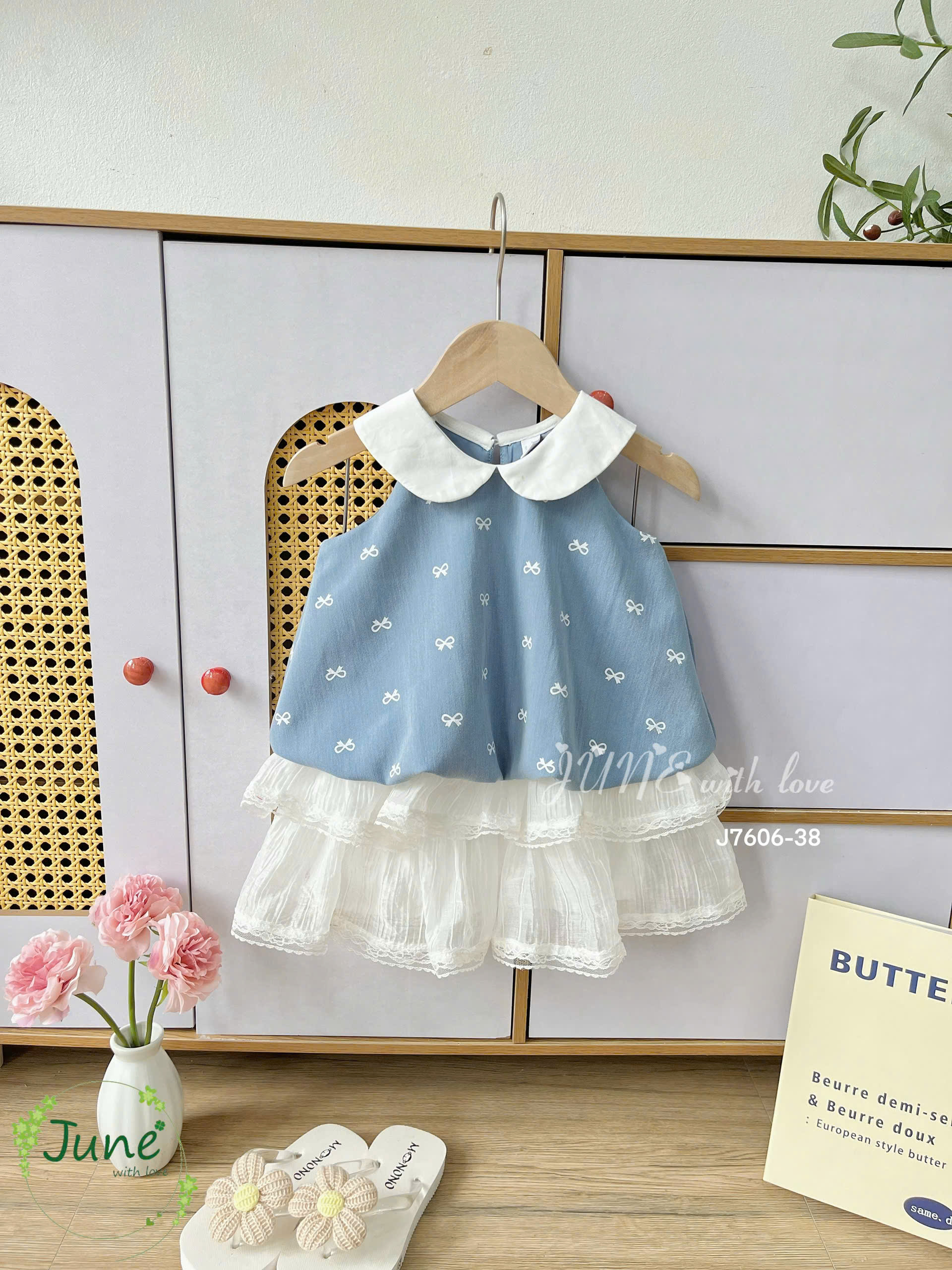 Set váy tiểu thư cho bé gái size 10-40kg hàng thiết kế cao cấp