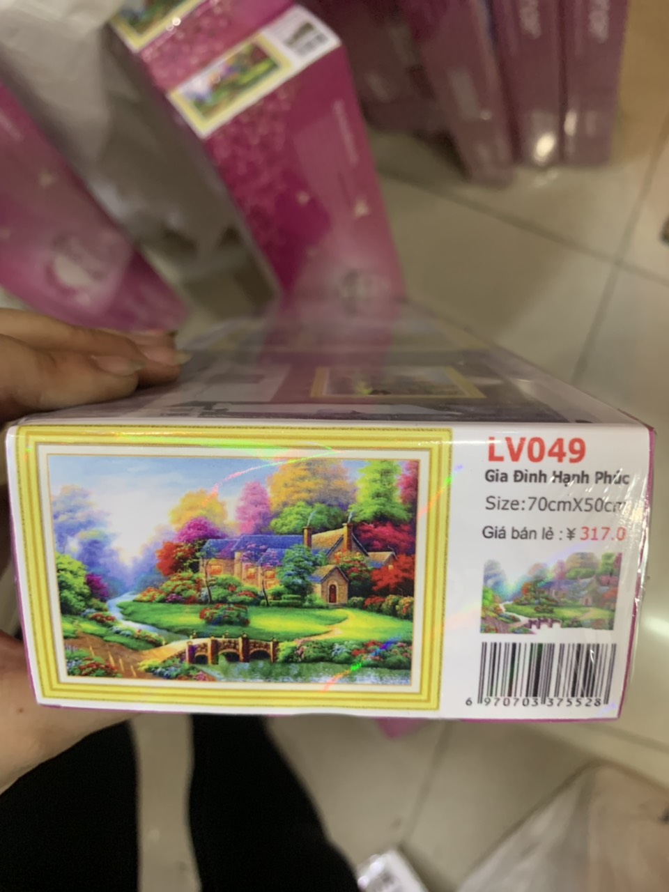 Tranh đính đá Gia Đình Hạnh Phúc (70x50cm) chưa đính đá