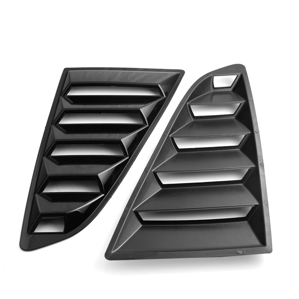 Pair Car Side Window Louver Cover 1/4 Scoop For Ford Mustang 2015-2017 Black