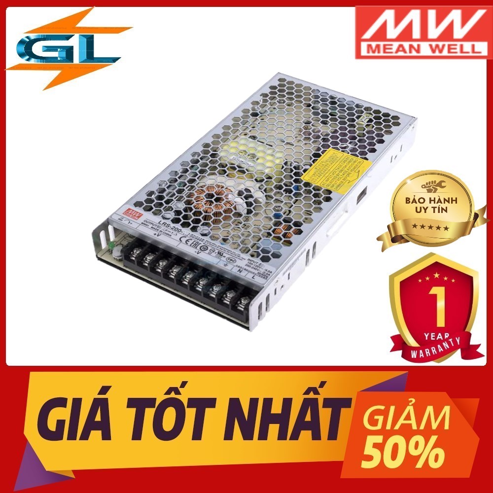 Nguồn tổ ong 211.2W 24V 8.8A 211,2W  LRS-200-24 Meanwell - Hàng nhập khẩu