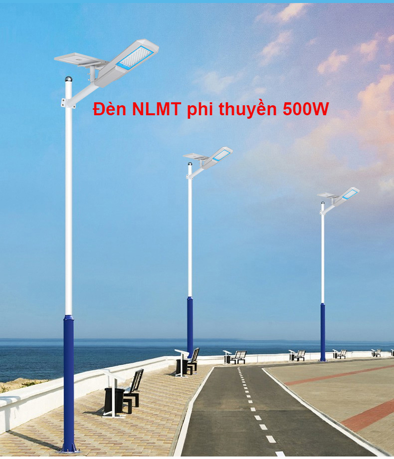 Đèn năng lượng mặt trời phi thuyền 500W, Vỏ nhôm nguyên khối ,Tấm pin rời , Ánh sáng trắng.