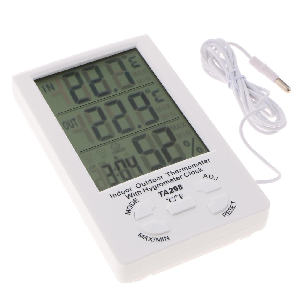 TA298 Digital Hygrometer Indoor Thermometer Humidity Gauge with Test Probe, Temperature Humidity MonitorProbe
