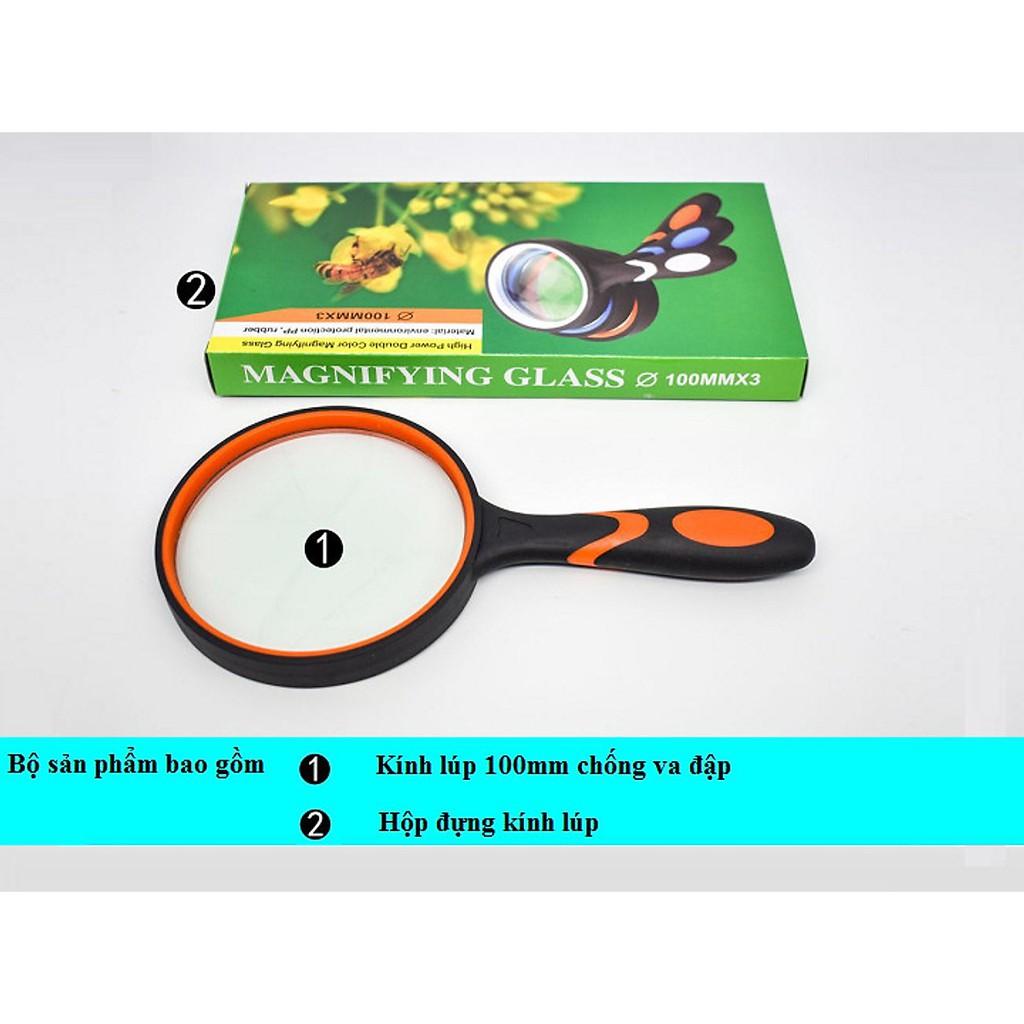Kính lúp cầm tay đọc sách báo, soi mạch 100mm 3X