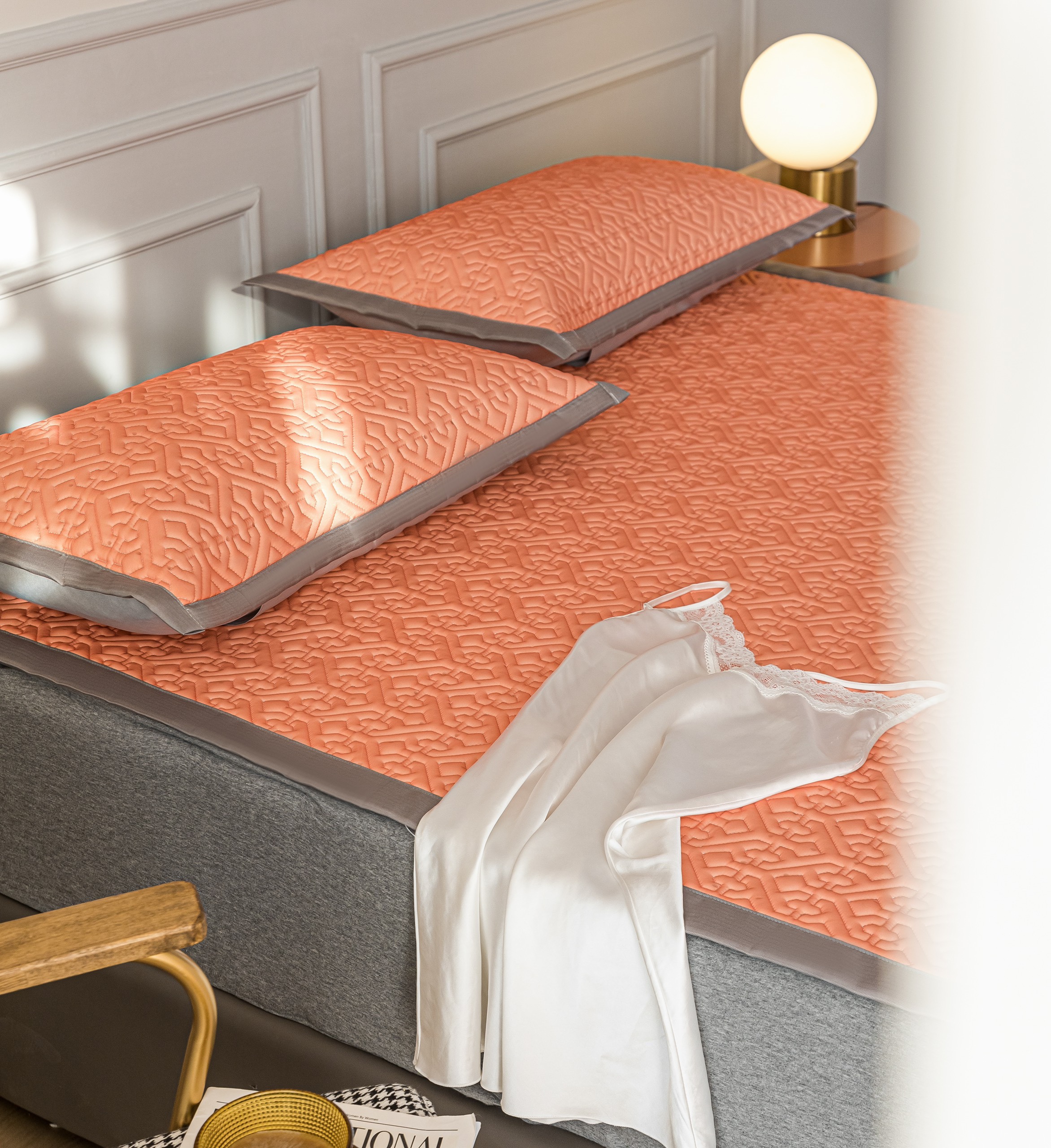 Chiếu Điều Hòa Cao Su Non Latex Modern Lidaco Cao Cấp Siêu Thoáng Mát - Cam - 2M2X2M