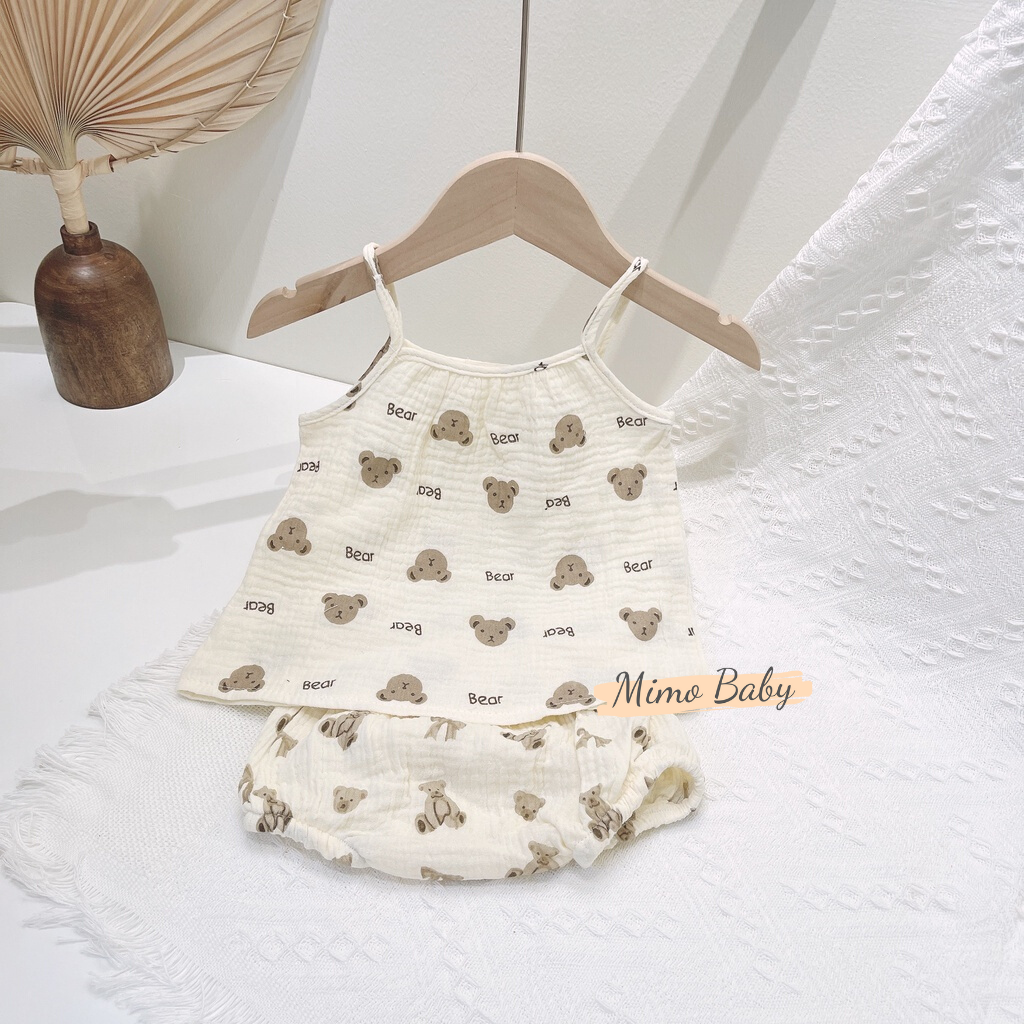 Bộ xô muslin 2 dây đáng yêu Mimo Baby cho bé QA25