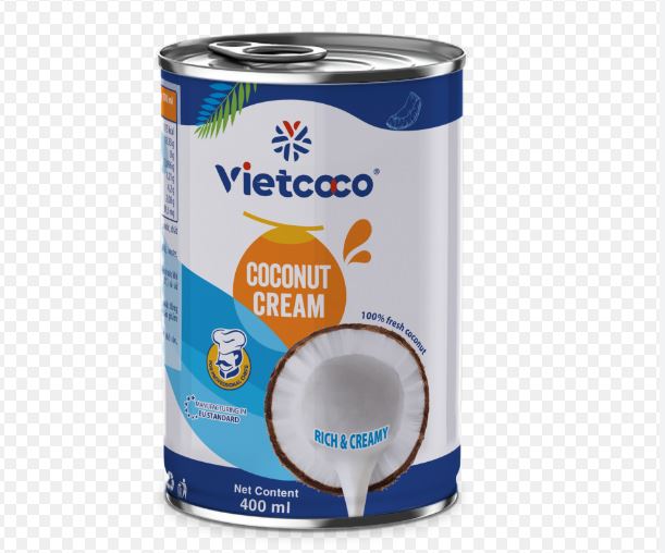 Nước cốt dừa tươi nguyên chất hữu cơ Vietcoco Coconut Cream đóng hộp lon 400ml