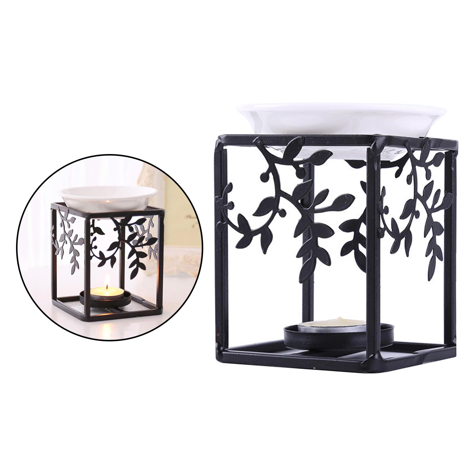 Tealight Candle Holder Essential Wax Melt Fragrance Oil Burner Warmer Black