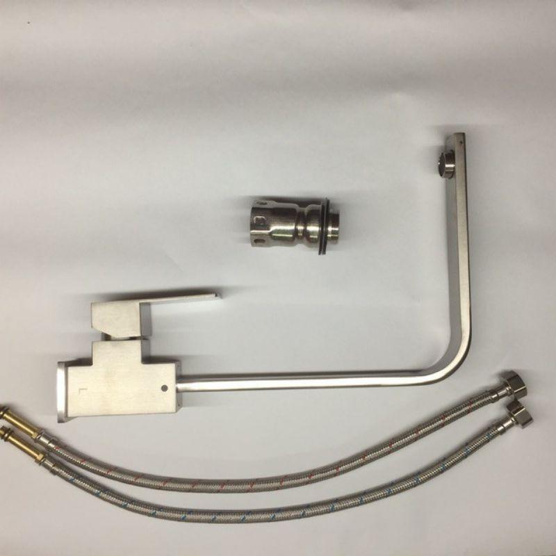 Combo chậu đúc inox SU304 và vòi rửa chén nóng lạnh vuông , kiểu dáng sang trọng