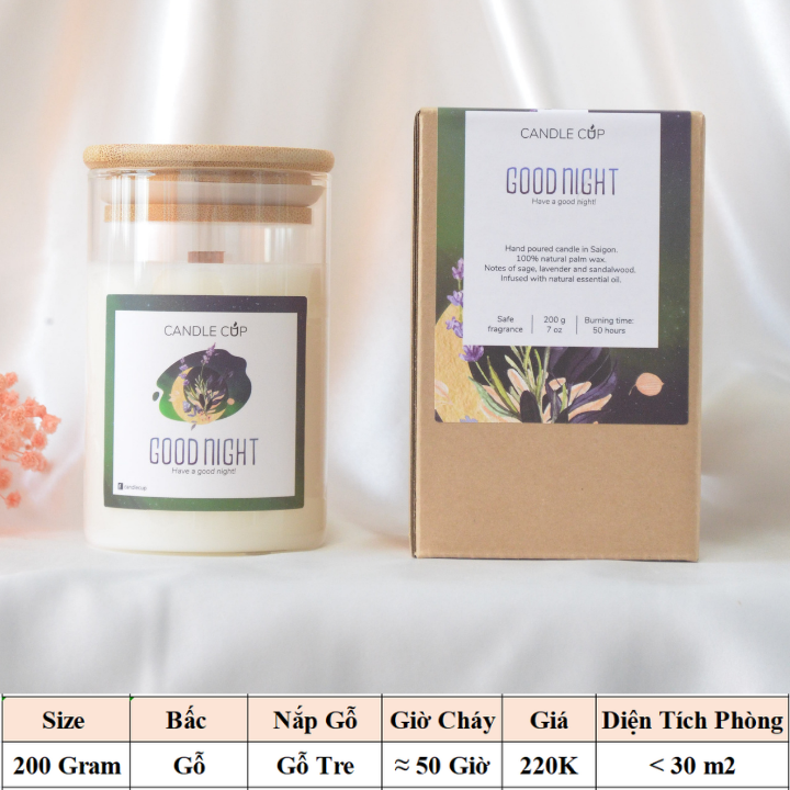 Nến thơm phòng ngủ AGAYA Candle Cup hương lavender, xô thơm và gỗ hoàn đàn - Mùi GOODNIGHT