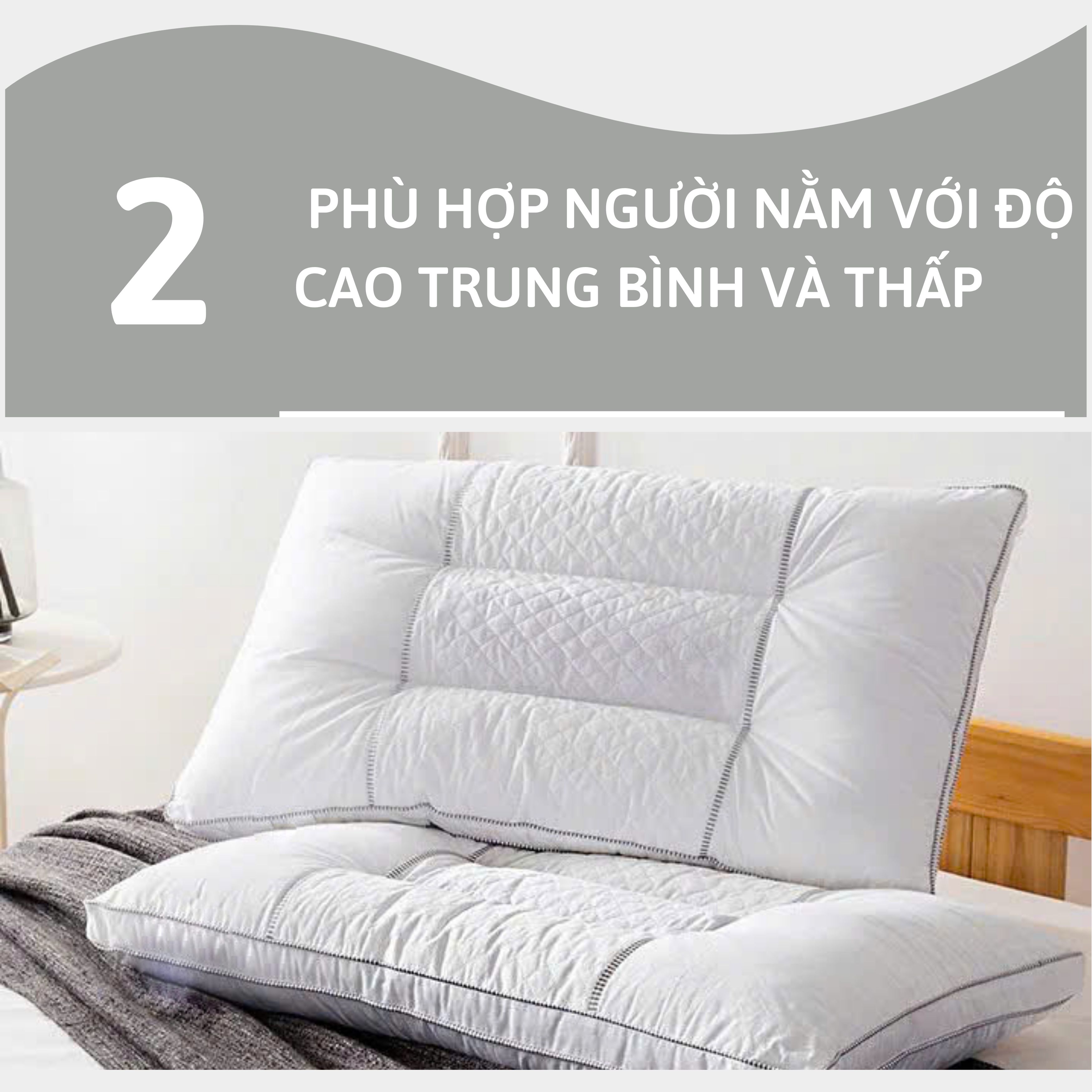Ruột Gối Kiều Mạch Homemark Cao Cấp - Hỗ Trợ Giấc Ngủ Sâu, Êm Ái, Tự Nhiên, Thoáng Khí - Kích Thước 50x70cm