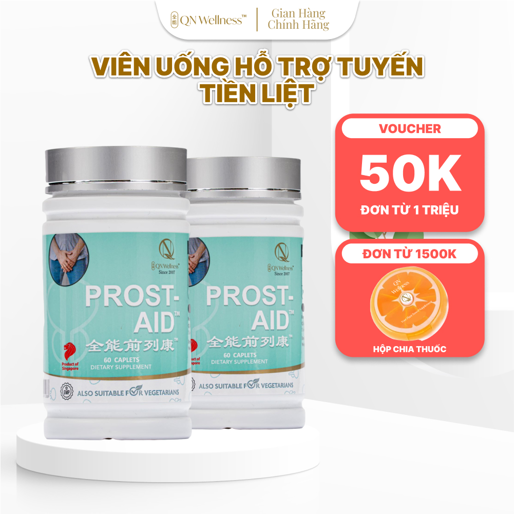 Combo Ưu Đãi Viên Uống Bổ Sung Prost-Aid QN Wellness Chiết Xuất Saw Palmetto Hỗ Trợ Trao Đổi Chất, Tăng Cường Sức Khỏe Tuyến Tiền Liệt & Chức Năng Tiểu Tiện - Hộp 60 Viên  x 2