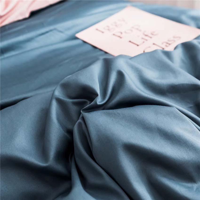 Bộ Chăn Ga Gối Lụa Tencel 60s Đơn Sắc LIDACO Cao Cấp - Xanh Phối Ga Hồng - TẶNG VỎ GỐI ÔM COTTON