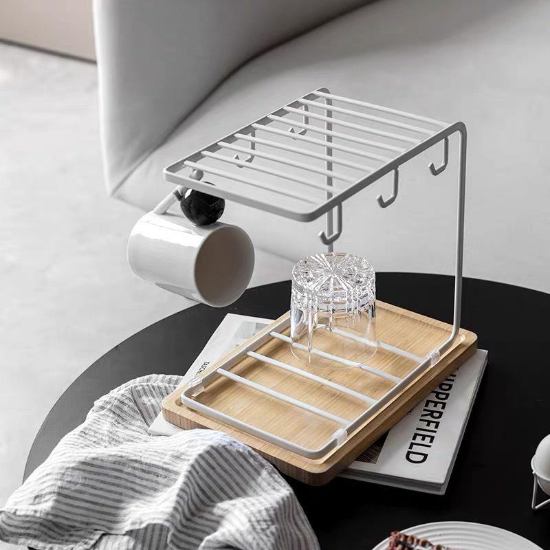 Giá treo cốc,chén,tách 6 móc thông minh tiện lợi,gọn gàng sơn đen tĩnh điện