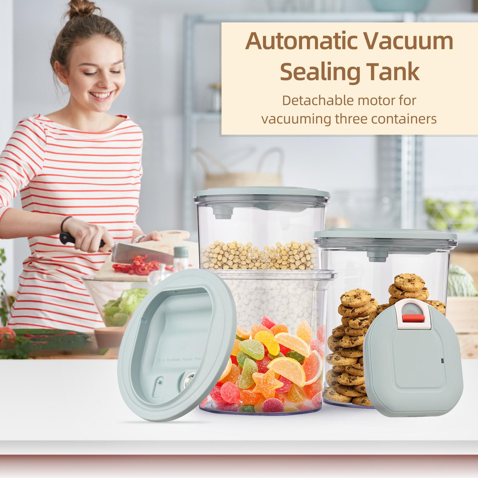 3 Set Airtight Food Vacuum Storage Containers 20Kpa Self Pumping Transparent Food Storage Jars With Lid
