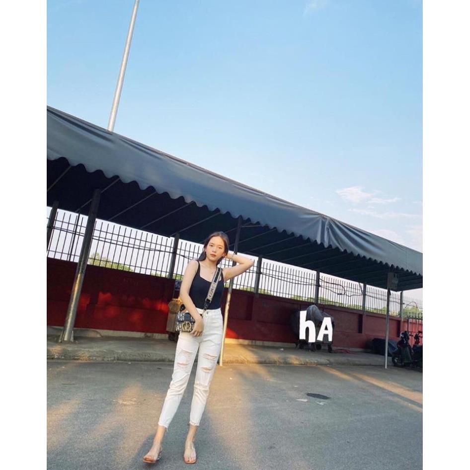 Quần jean nữ rách dáng boy co giãn