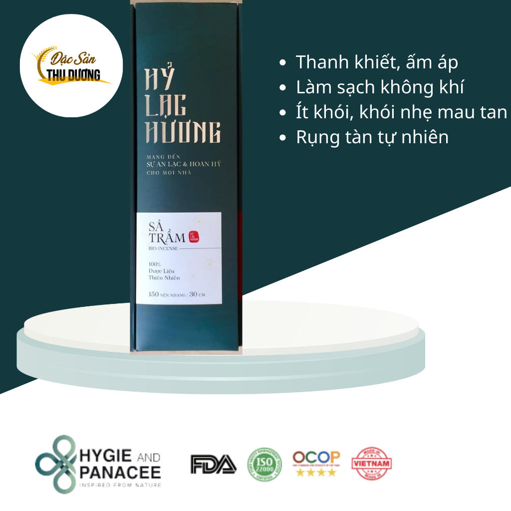 Nhang/Hương Sả Trầm Hỷ Lạc Hương Hygie - Giúp thư giãn, làm sạch không khí, được làm từ các loại lá thảo dược chứa tinh dầu. rụng tàn tự nhiên, ít khói, khói nhẹ mau tan