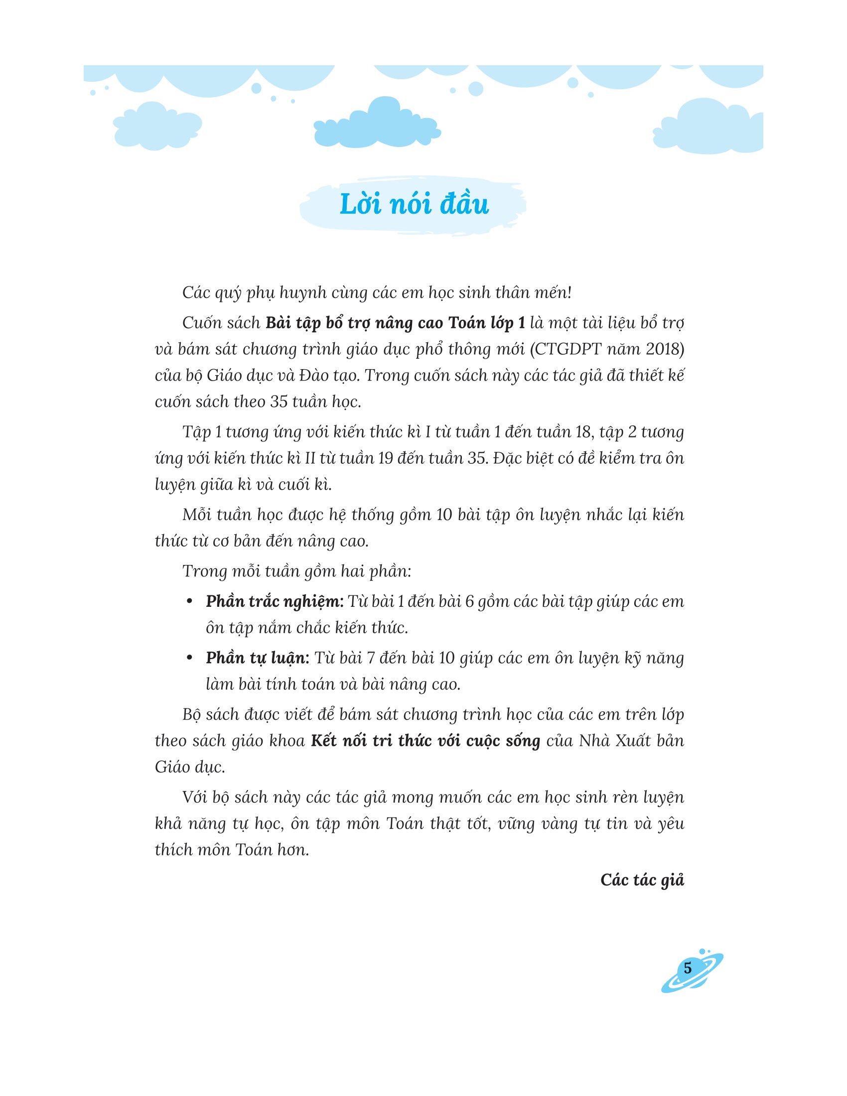 Bài Tập Bổ Trợ Nâng Cao Toán Lớp 1 - Tập 2 (Bám Sát SGK Kết Nối Tri Thức Với Cuộc Sống)