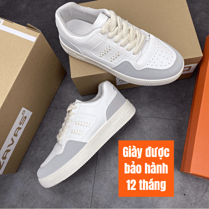 Giày thể thao nam sneaker ZAVAS chính hãng màu trắng đế cao su may êm nhẹ S421