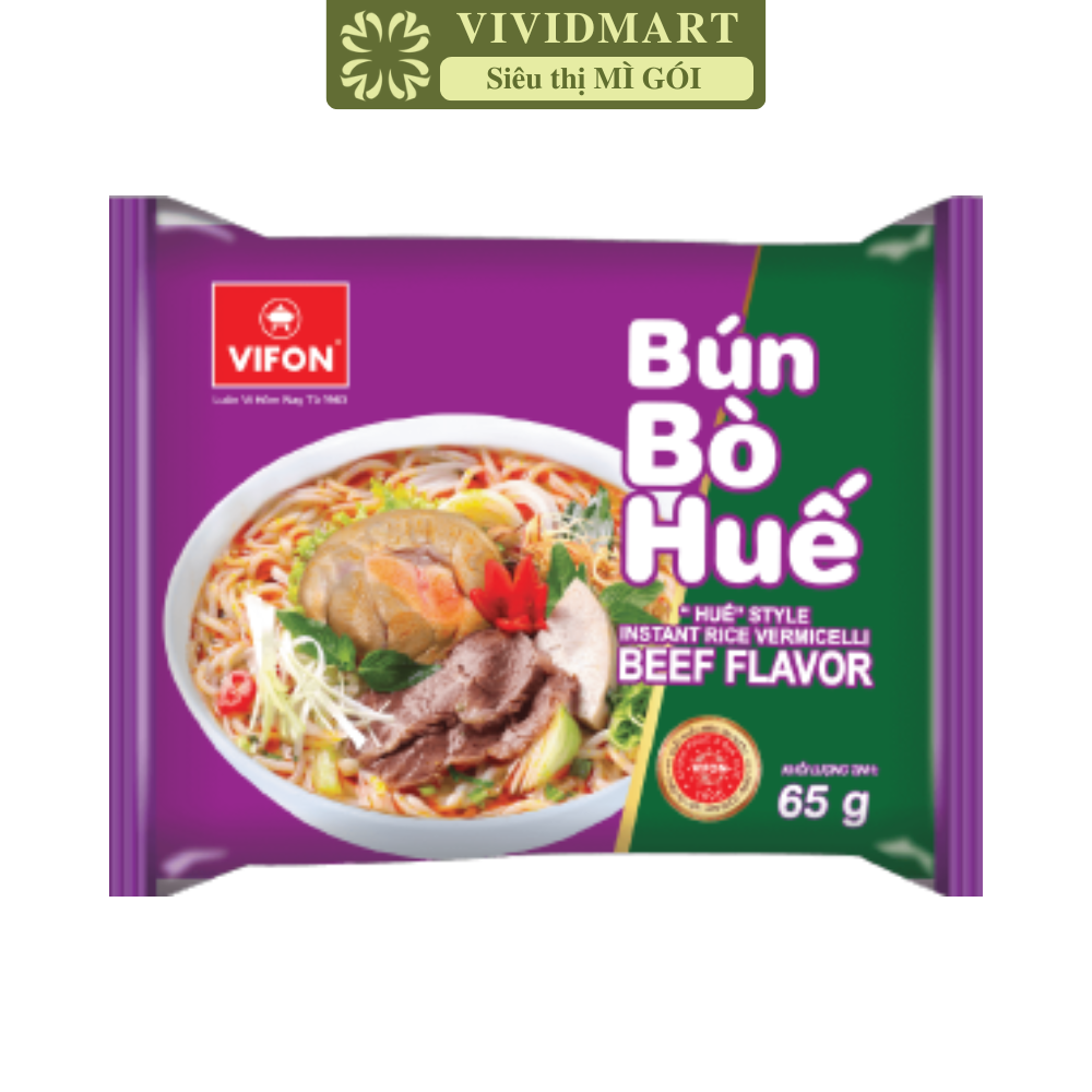 VIFON - Bún Vifon hương vị Bún bò Huế, Bún bò Huế Vifon Bún bò Huế, Bún bò Vifon Bún bò ăn liền (65g/gói)