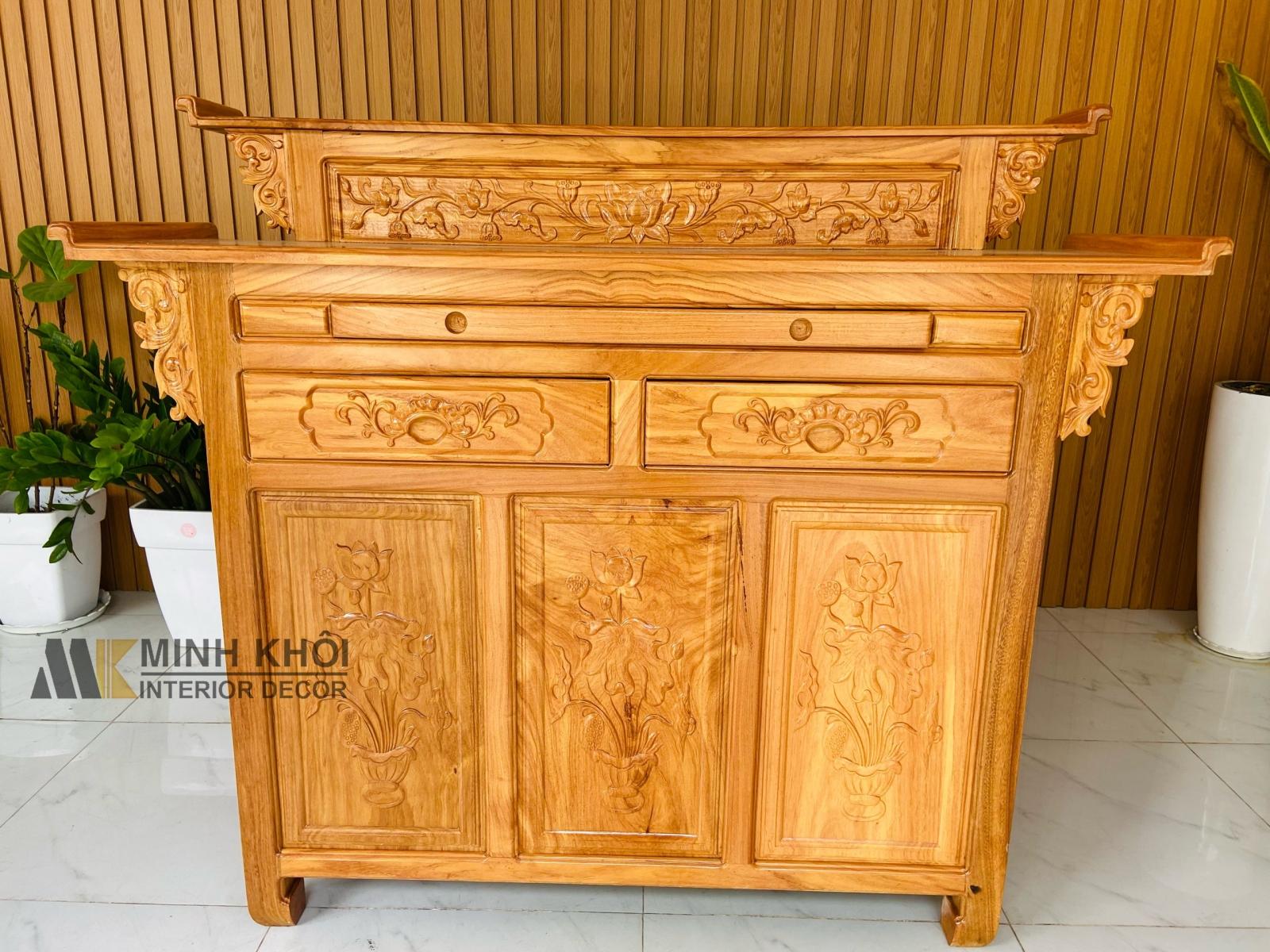 Bàn Thờ Gỗ Gõ Đỏ 2 Tầng, Tủ thờ 2 tầng ,bàn thờ gia tiên gỗ gõ cao cấp