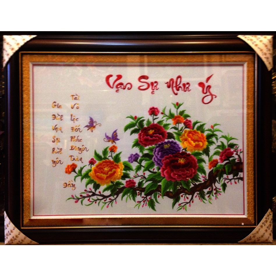 Tranh thêu - tân gia đại lợi - vạn sự như ý - F125