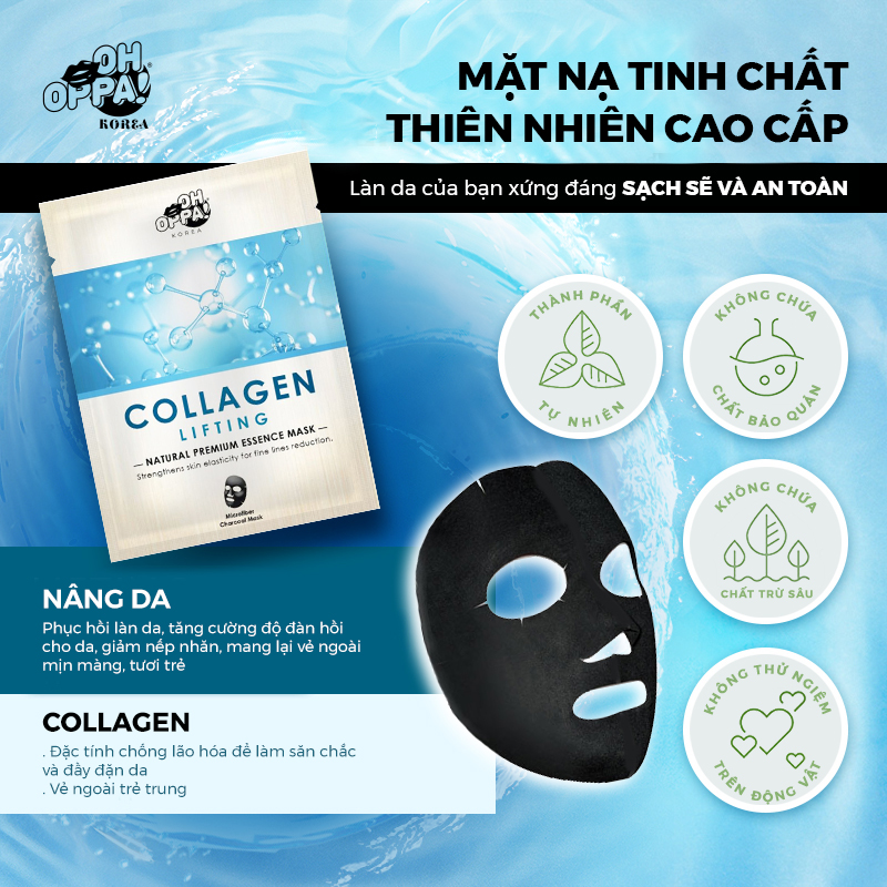 Combo 10 miếng mặt nạ cao cấp Hàn Quốc tăng Cường Collagen, giúp da trẻ trung, mịn màng, đầy sức sống OH OPPA
