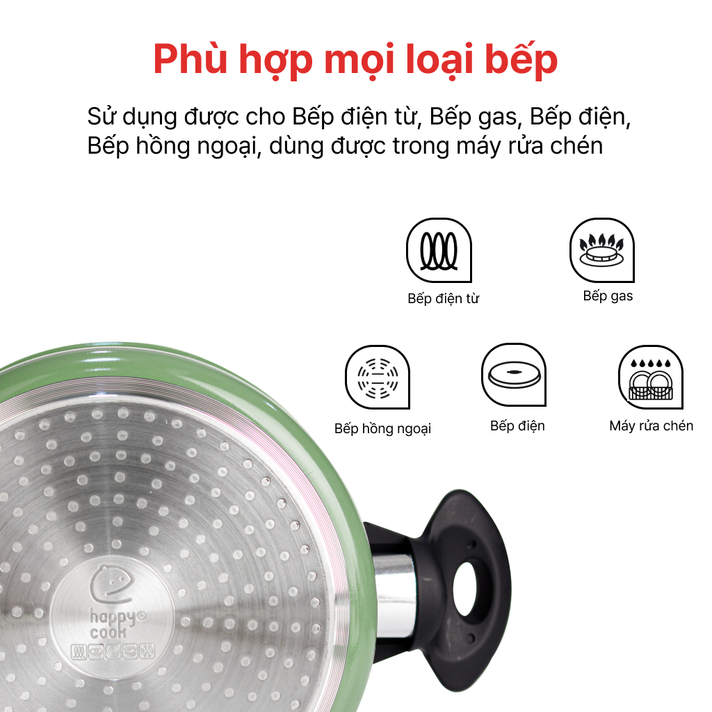 Bộ nồi nhôm cao cấp Happy Cook Ceragreen HCA-CG6PC