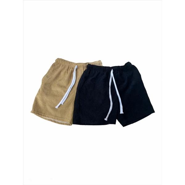 Quần short nhung tăm cao cấp Boin Unisex có 2 màu đen nâu cho cả nam và nữ _ Hình thật có clip