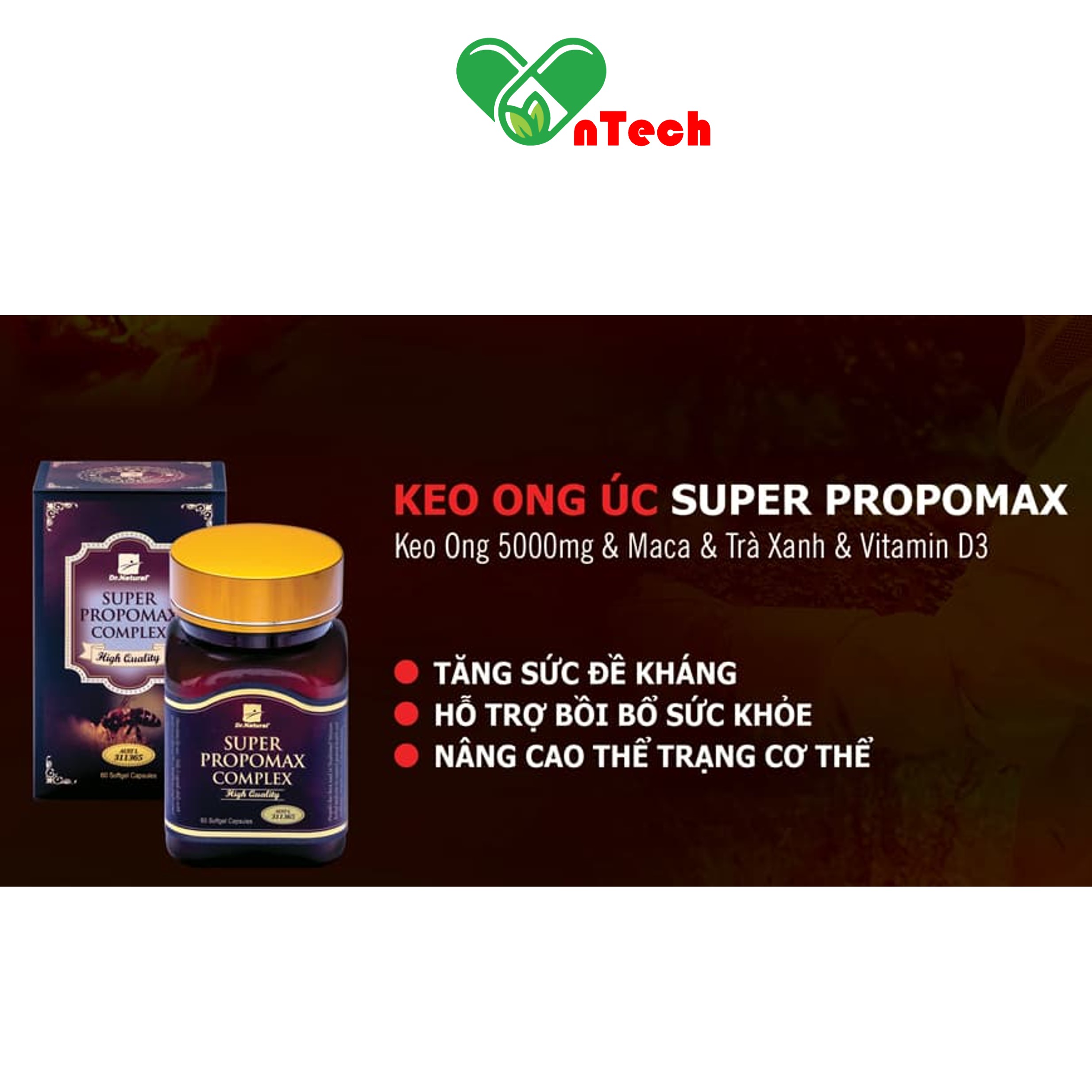 Viên uống Super Propomax Comlex bồi bổ cơ thể tăng sức đề kháng tăng cường hệ miễn dịch cho người mới ốm dậy người bị suy nhược cơ thể người già yếu hộp 60 viên