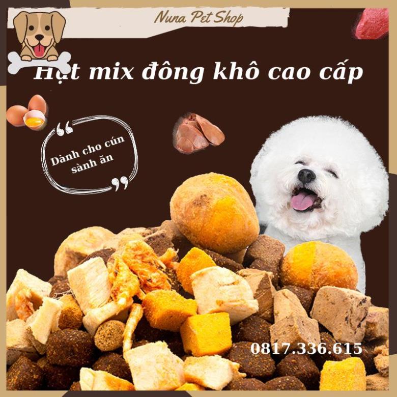 Hạt mix cao cấp cho cún trộn thịt bò, gà, tôm, cá, lòng đỏ trứng, rau củ quả - Thức ăn hạt cho chó kén ăn