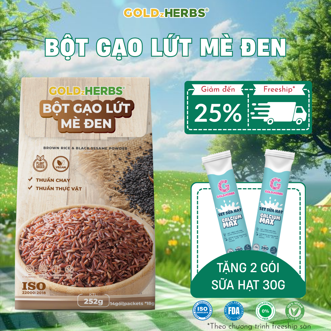 Bột gạo lứt mè đen GoldzHerbs – 14 gói/ 500g