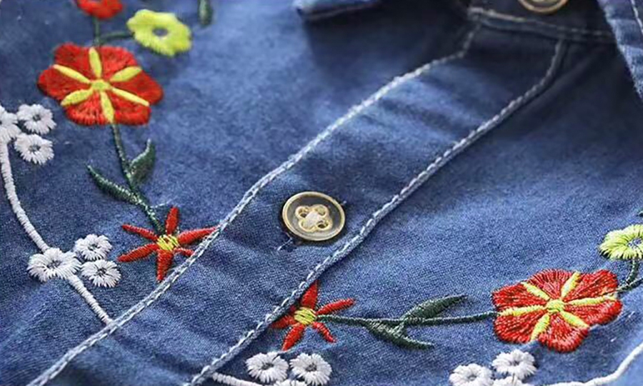 [ FORM LỚN ] Sơ mi tay dài denim jean Quảng Châu cho bé gái 01183