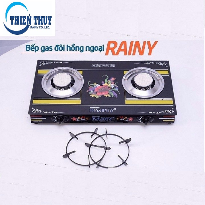 Bếp Gas Hồng Ngoại Đôi Cao Cấp RaiNy – Tặng bộ van dây - Hàng chính Hãng ( Màu Ngẩu Nhiên)