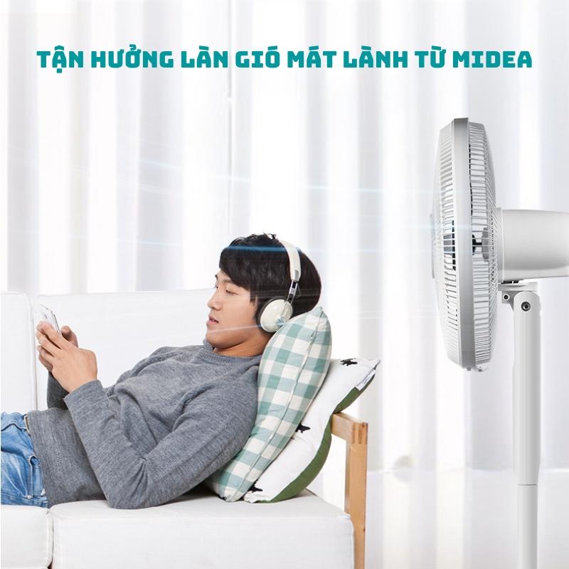 Quạt Điện Cây Đứng Midea có Điều Khiển Từ Xa 5 Cánh Quạt 3 Tốc Độ Gió Sang Trọng Có Hẹn Giờ