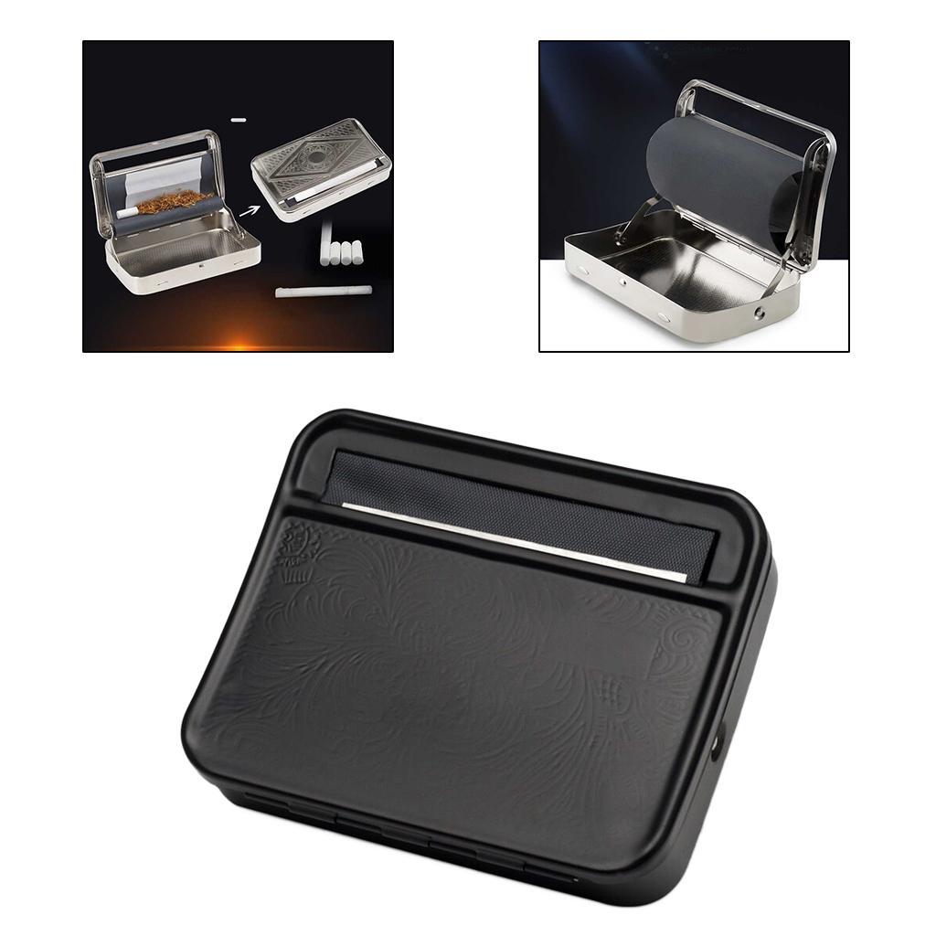 2X Metal Manual Tobacco Roller Box Machine Cigarettes Accs Black 78mm