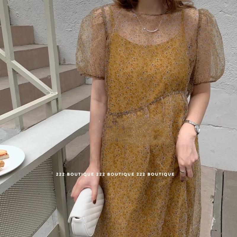 Váy hoa nhí voan lụa 2 lớp