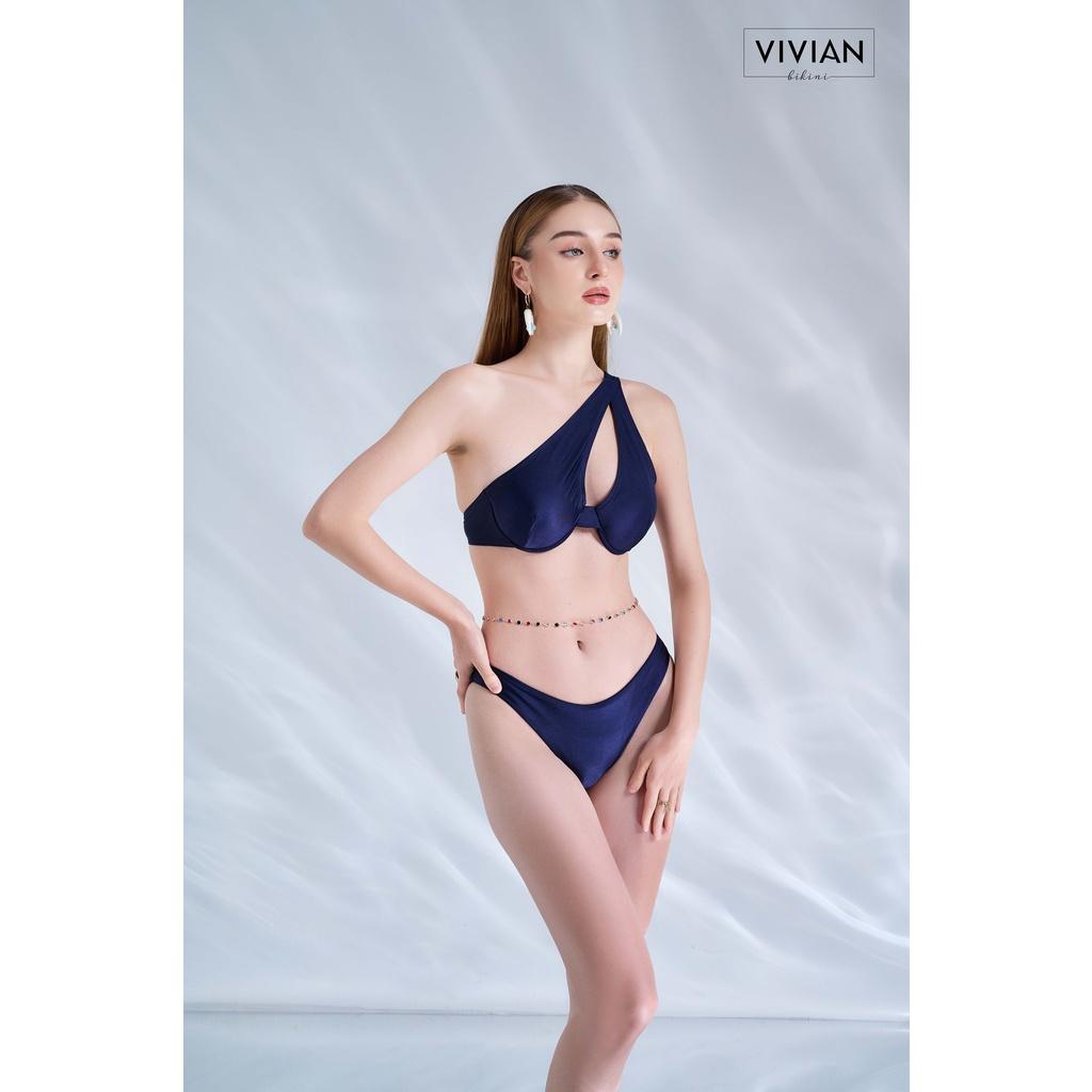Đồ bơi nữ cao cấp dạng hai mảnh áo gọng phối váy cover cách điệu - Xanh đen - VS176_NV