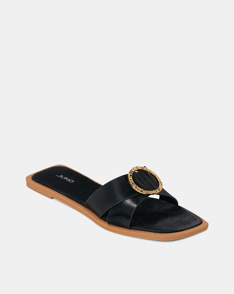 Giày Sandal Nữ 1cm Thời Trang JUNO Bệt Gắn Khoá Trang Trí SD01136