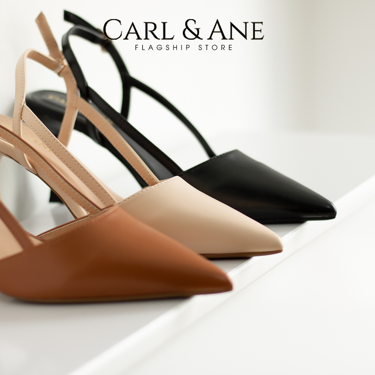 Carl & Ane - Giày cao gót nhọn bít mũi phối dây quai mảnh thời trang công sở cao 7cm - CL033