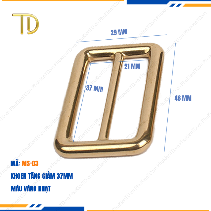 Khoen tăng giảm dây túi xách, Khoen chỉnh dây đeo túi, Tăng đơn túi xách 37mm mạ điện độ bền 5-8 năm