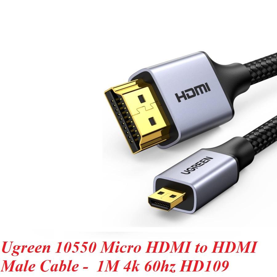 Ugreen UG10550HD109TK 1M 4k 60hz Cáp chuyển Micro HDMI sang HDMI đầu kim loại dài 1M - HÀNG CHÍNH HÃNG