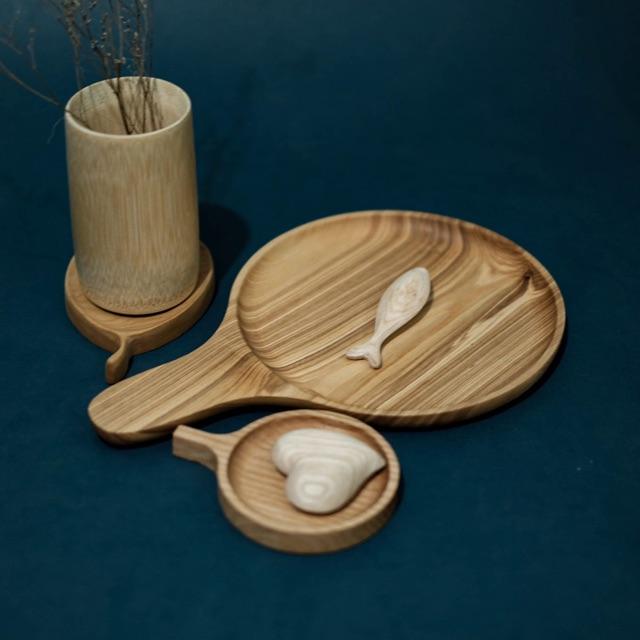 Khay gỗ tay cầm - đĩa gỗ