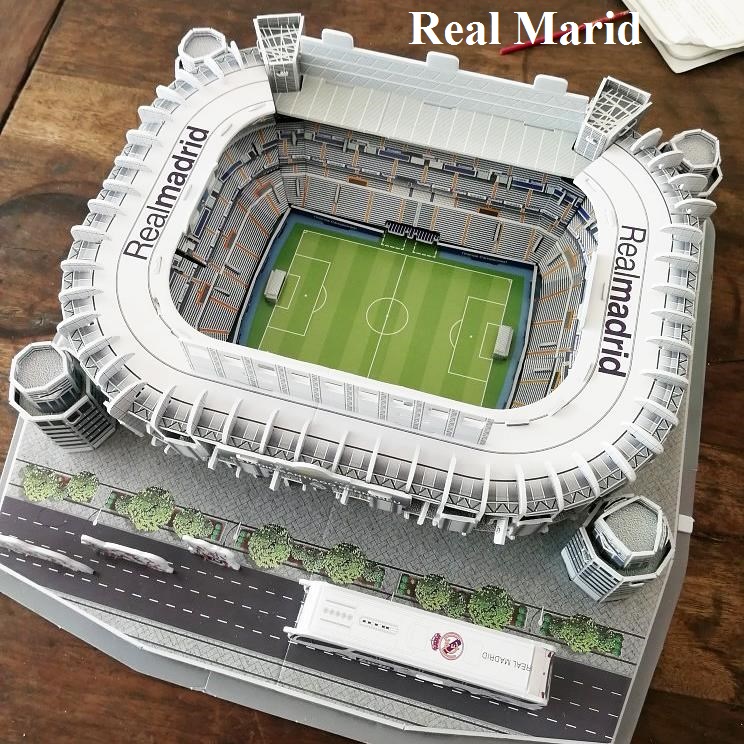 Đồ chơi lắp ráp Giấy 3D Mô hình Sân Vận Động Santiago Bernabéu Real Marid Kèm đèn LED