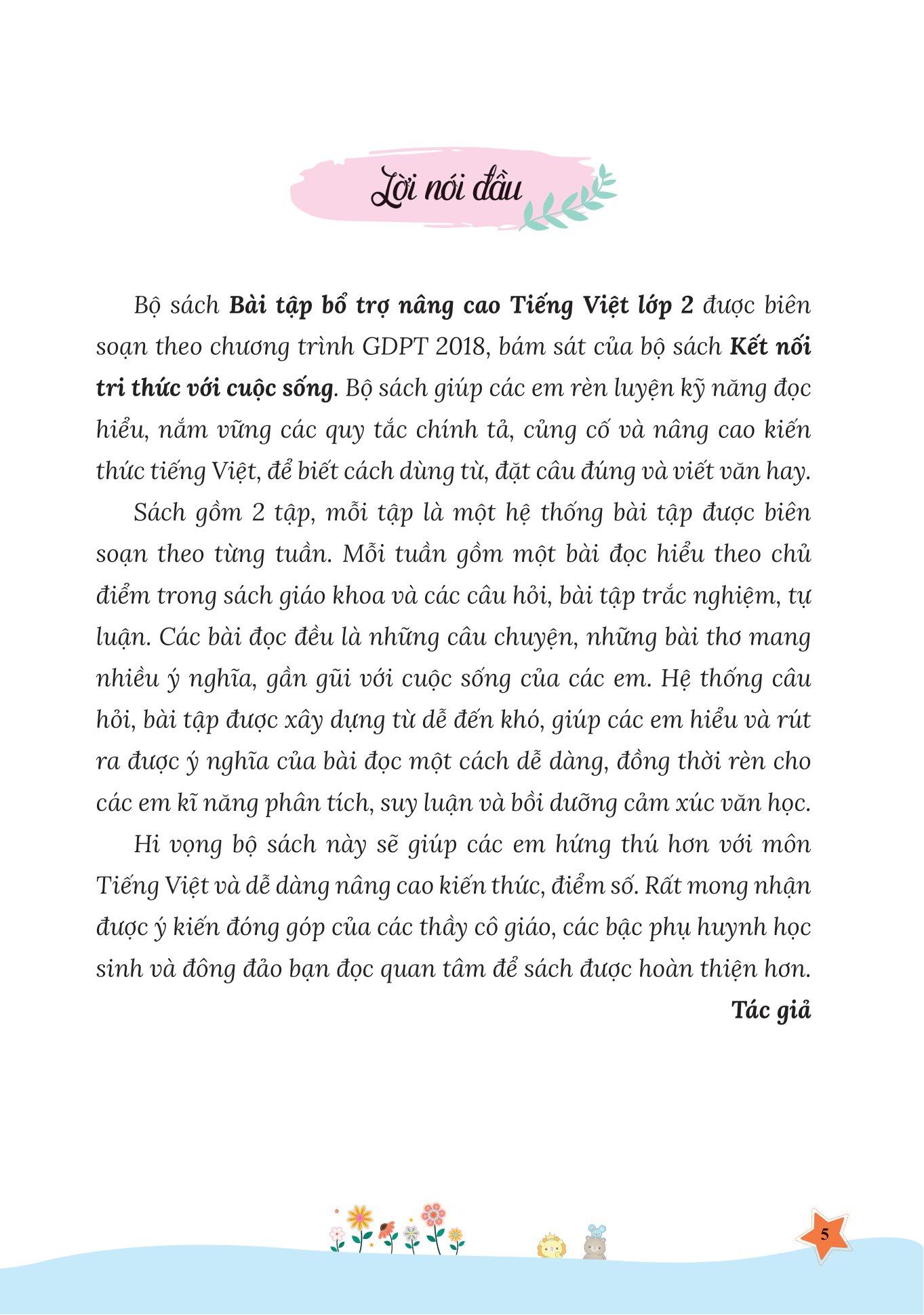 Bài Tập Bổ Trợ Và Nâng Cao Tiếng Việt Lớp 2 - Tập 1 (Theo SGK Bộ Kết Nối Tri Thức Với Cuộc Sống)