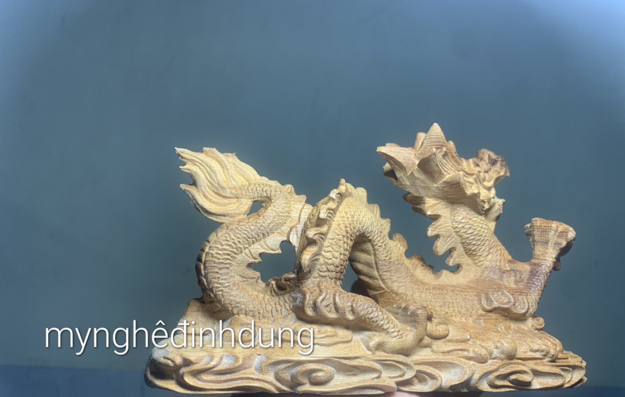 Tượng con rồng phong thủy cầu tài lộc bằng gỗ ngọc am thơm nức kt 20×11×9cm