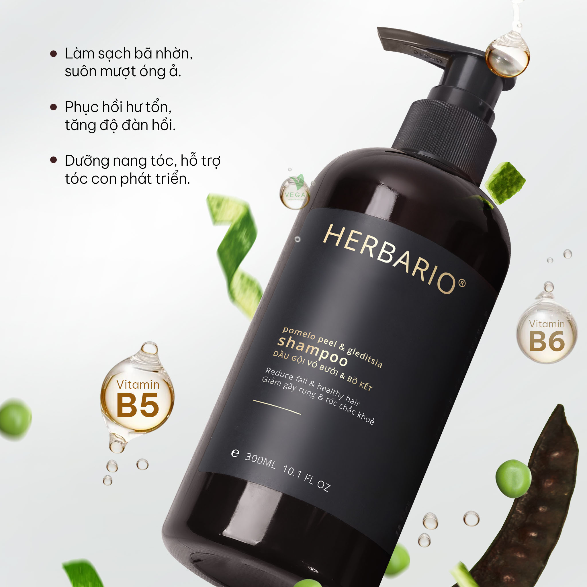 Bigsize - Bản Nâng Cấp - Dầu gội vỏ bưởi &amp; bồ kết Herbario 500ml không sunfate không silicon