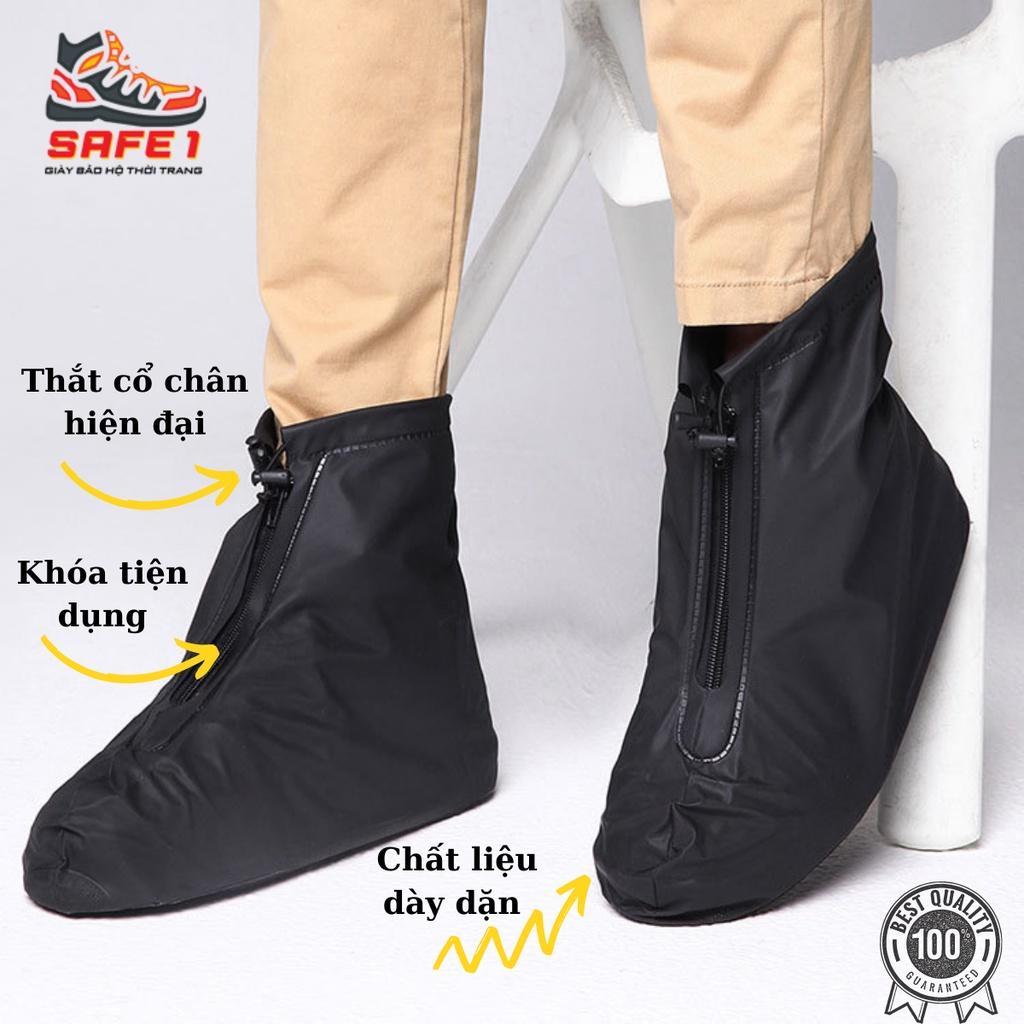 Bao giày đi mưa dày dặn có khóa, chống nước, chống thấm, chống trơn trượt. Ủng bọc giày đi mưa có khóa có thắt cổ chân