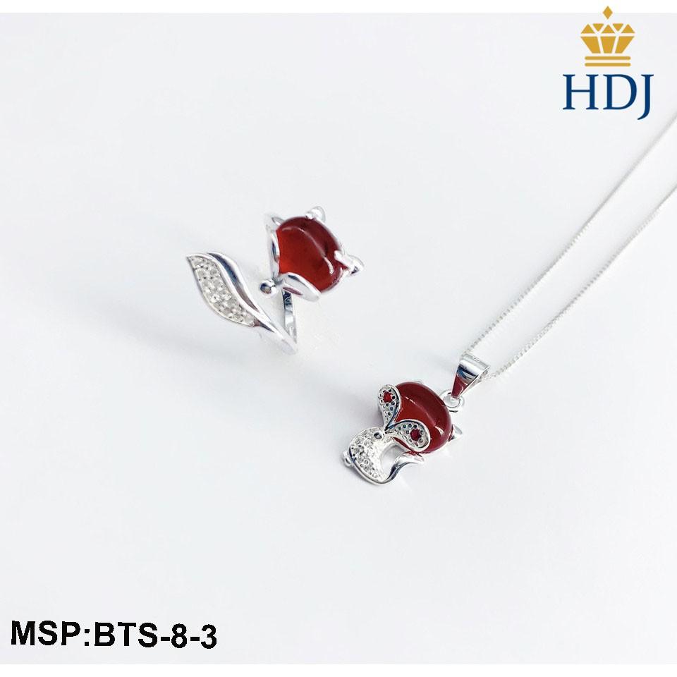 Combo dây chuyền, lắc tay, lắc chân và nhẫn bạc Ý 925 Hình Hồ ly may mắn sang trọng trang sức cao cấp HDJ mã BTS-8-3