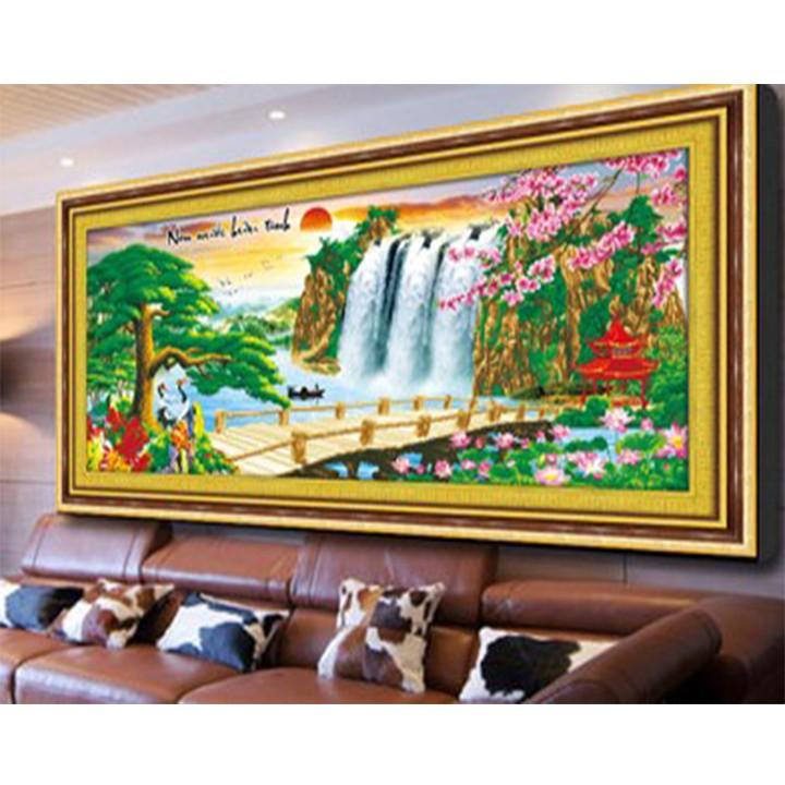 Tranh thêu non nước hữu tình 222991 - kích thước: 137 * 64cm.
