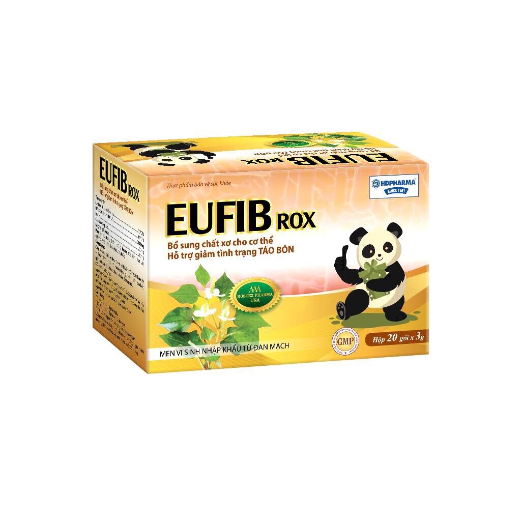 Men vi sinh EUFIB ROX HDPHARMA bổ sung chất xơ, giảm táo bón cho bé - Hộp 20 gói (EUFIB ROX)